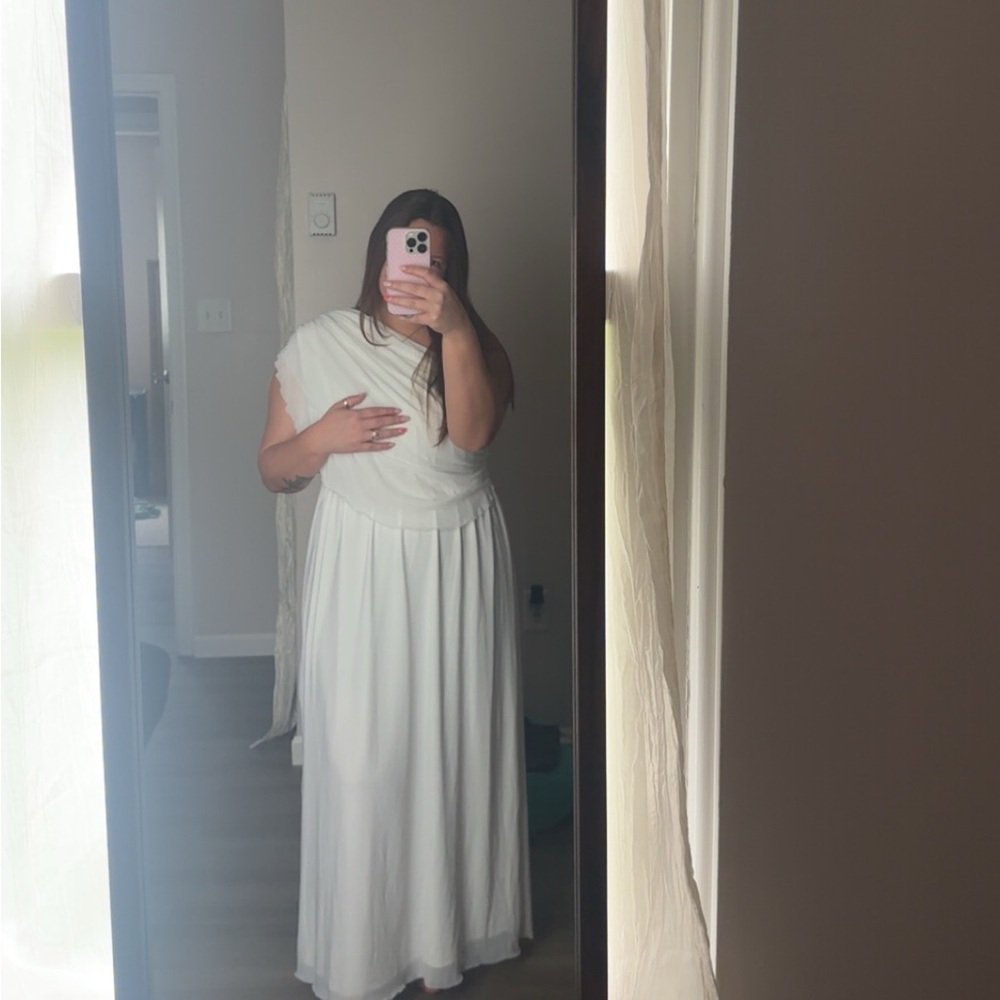 One-Shoulder White Maxi Dress